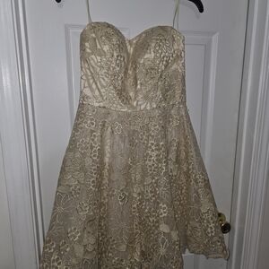 Chi Chi London Strapless Cream Floral Dress